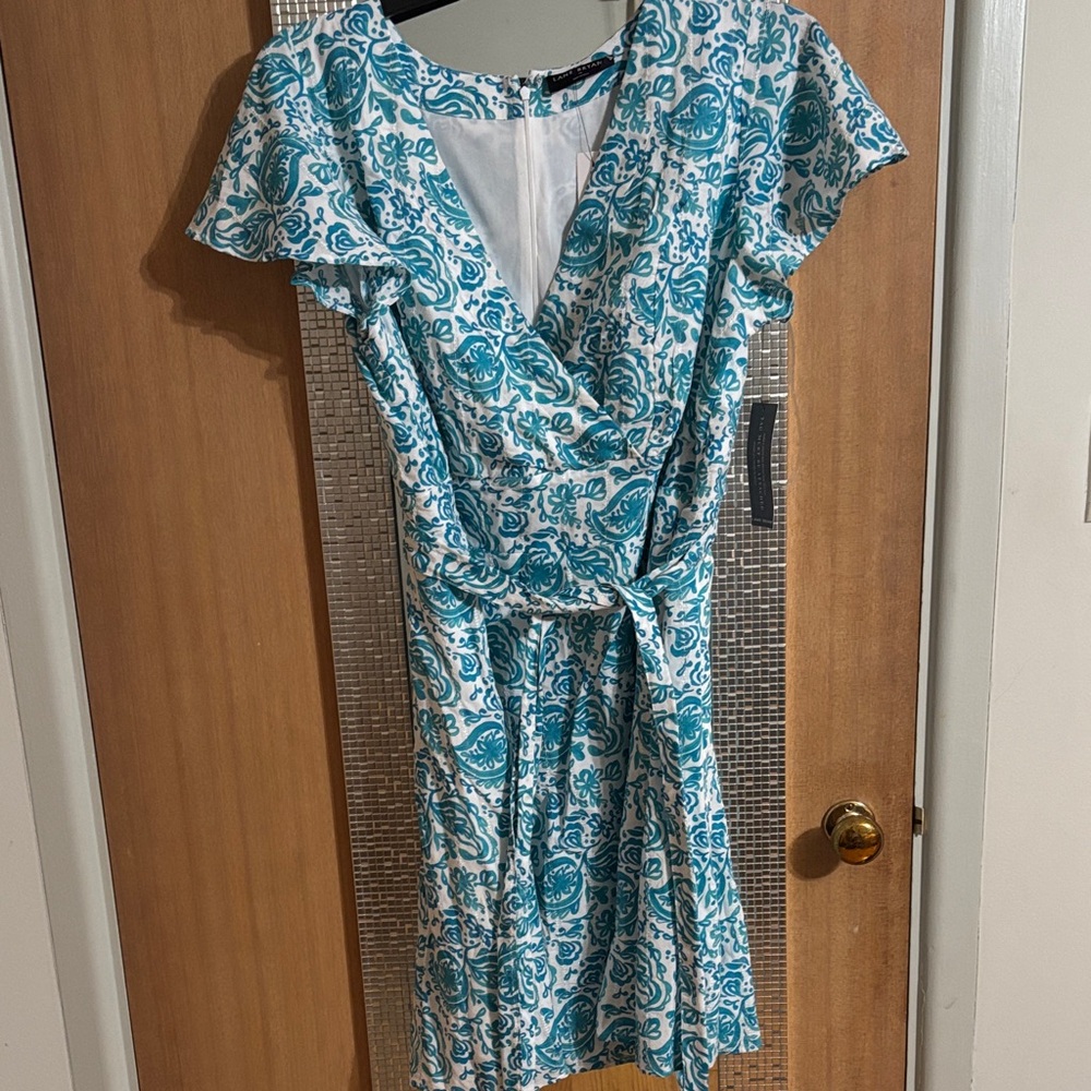 Lane Bryant Teal and White Midi Dress